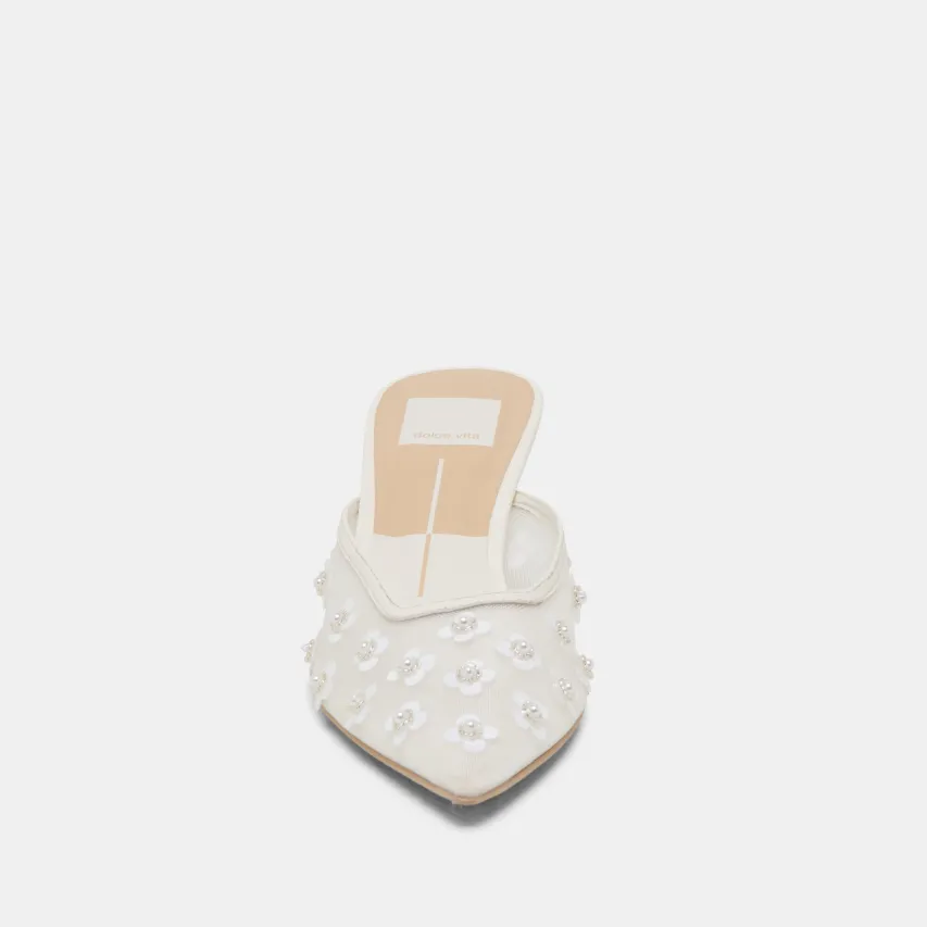 CLARA PEARL HEELS TRUE WHITE DAISY MESH^Dolce Vita New