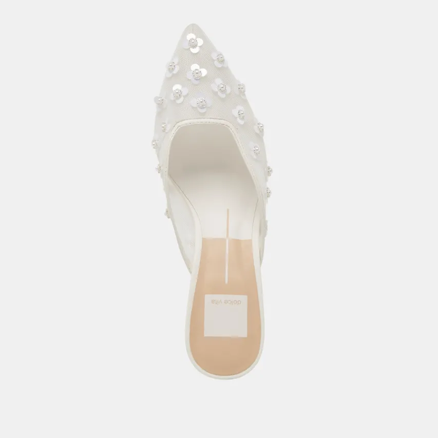 CLARA PEARL HEELS TRUE WHITE DAISY MESH^Dolce Vita New