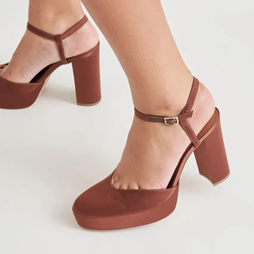 CLAUD HEELS CHOCOLATE SATIN^Dolce Vita Best