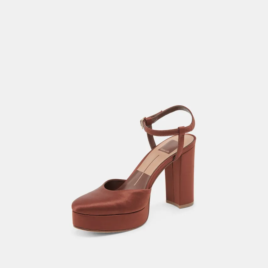CLAUD HEELS CHOCOLATE SATIN^Dolce Vita Best