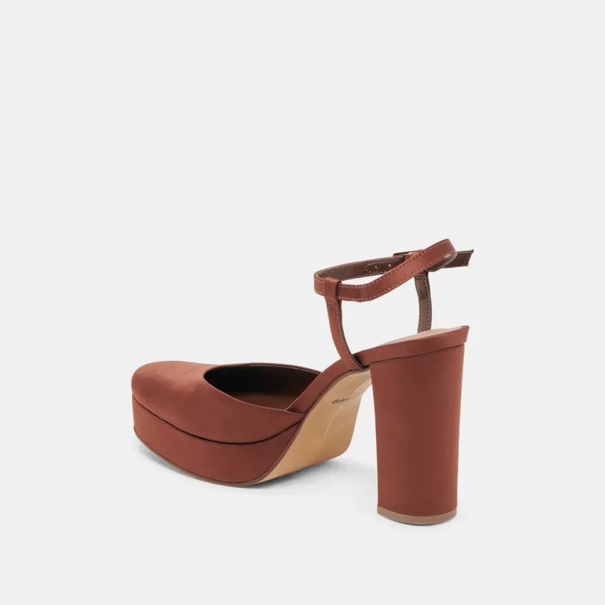 CLAUD HEELS CHOCOLATE SATIN^Dolce Vita Best