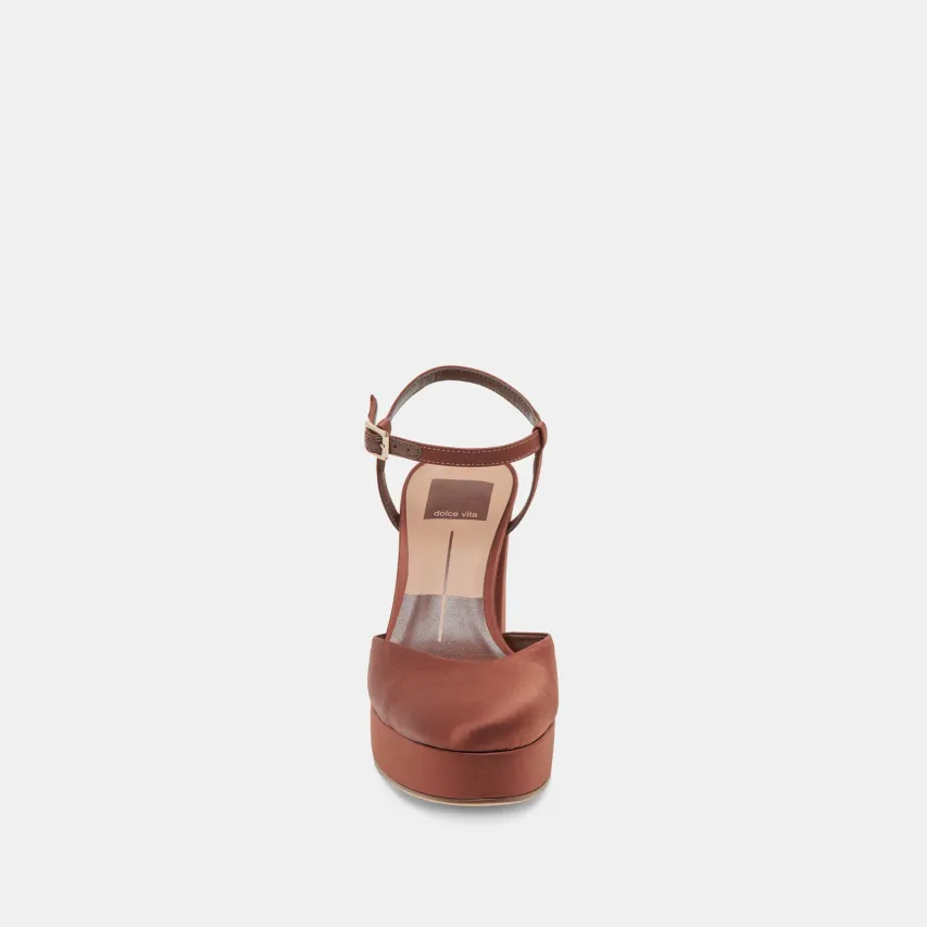 CLAUD HEELS CHOCOLATE SATIN^Dolce Vita Best