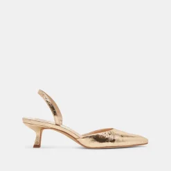 CORSA HEELS GOLD DISTRESSED LEATHER^Dolce Vita Fashion