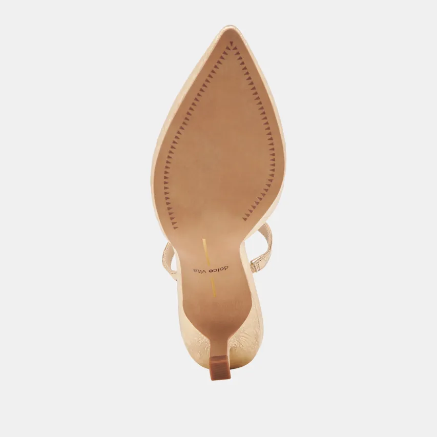 CORSA HEELS GOLD DISTRESSED LEATHER^Dolce Vita Fashion