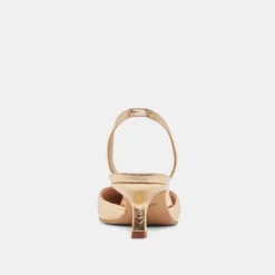 CORSA HEELS GOLD DISTRESSED LEATHER^Dolce Vita Fashion