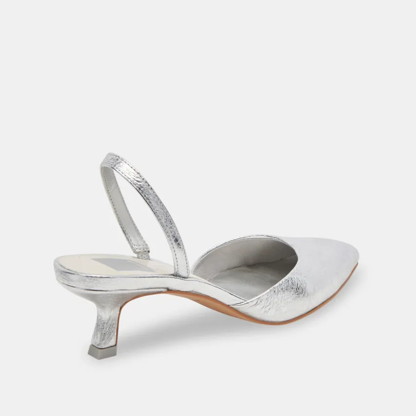 CORSA HEELS SILVER CRACKLED LEATHER^Dolce Vita Fashion
