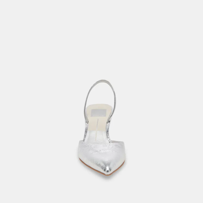 CORSA HEELS SILVER CRACKLED LEATHER^Dolce Vita Fashion