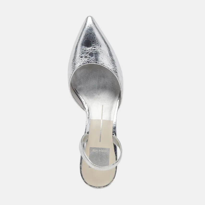 CORSA HEELS SILVER CRACKLED LEATHER^Dolce Vita Fashion