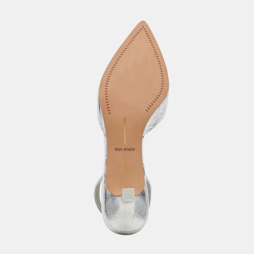 CORSA WIDE HEELS SILVER CRACKLED LEATHER^Dolce Vita Outlet