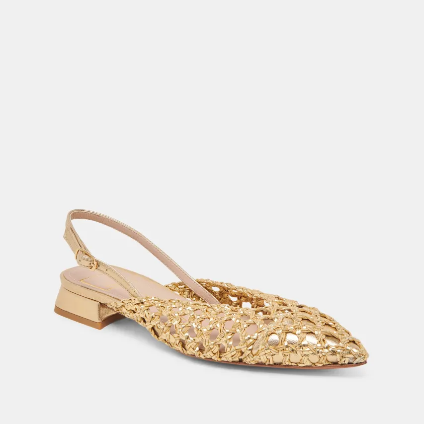 CYNDI FLATS GOLD WOVEN^Dolce Vita Fashion