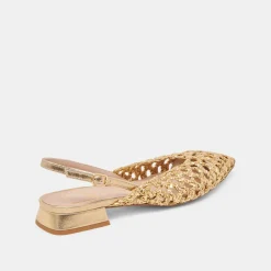 CYNDI FLATS GOLD WOVEN^Dolce Vita Fashion