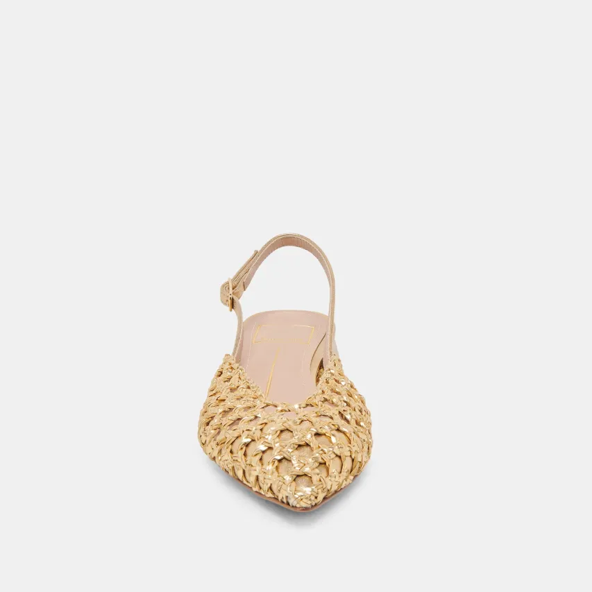 CYNDI FLATS GOLD WOVEN^Dolce Vita Fashion