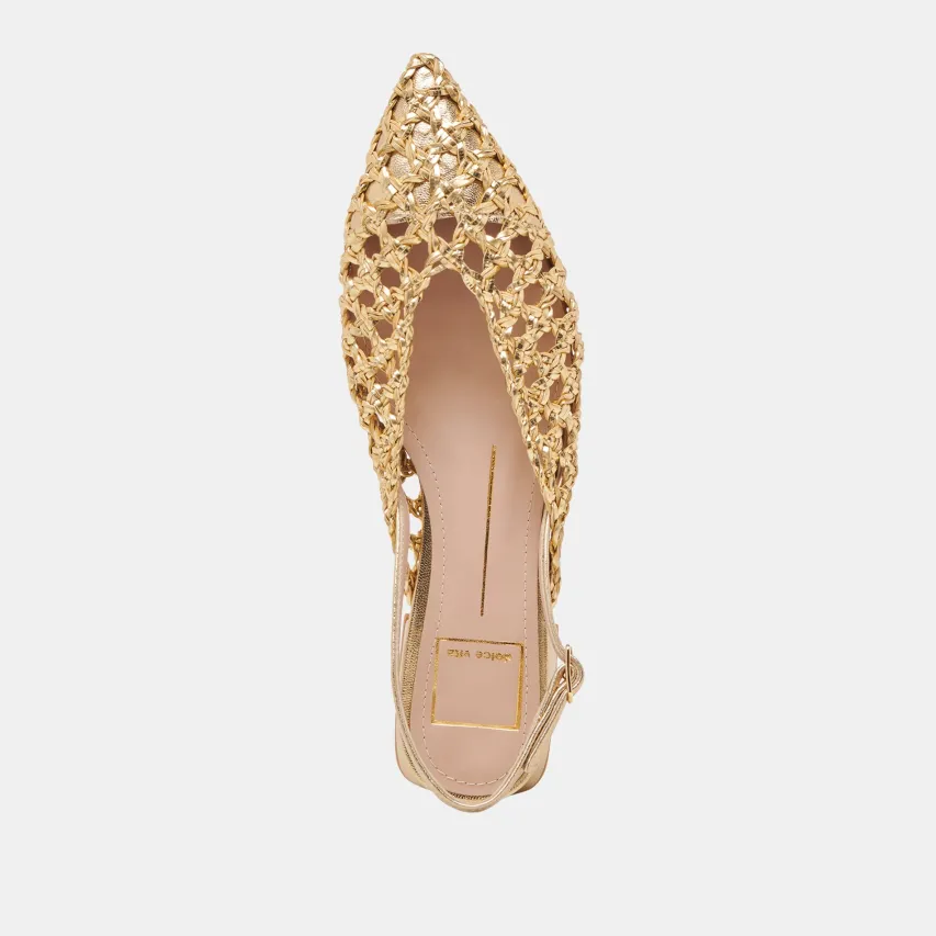CYNDI FLATS GOLD WOVEN^Dolce Vita Fashion