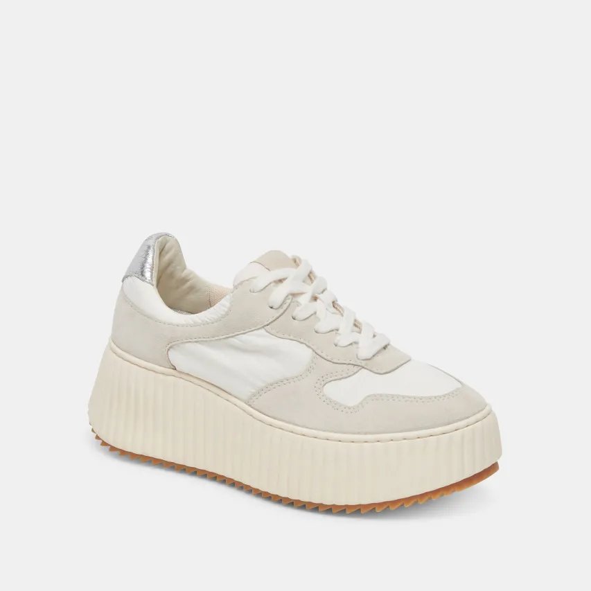DAISHA SNEAKERS WHITE SILVER NYLON^Dolce Vita New
