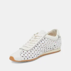 DANIE EYELET PERF SNEAKERS TRUE WHITE LEATHER^Dolce Vita Hot
