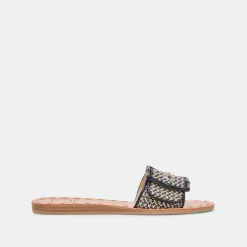 DASA WIDE SANDALS BLACK NATURAL RAFFIA^Dolce Vita Discount