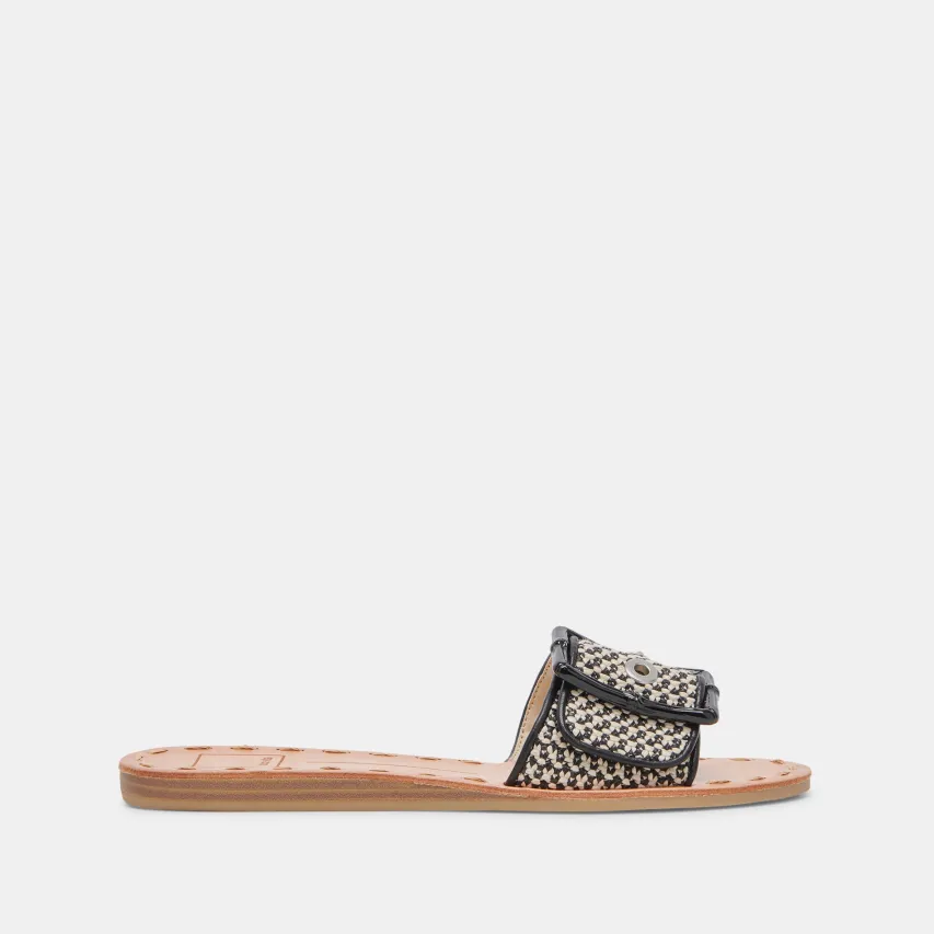 DASA WIDE SANDALS BLACK NATURAL RAFFIA^Dolce Vita Discount