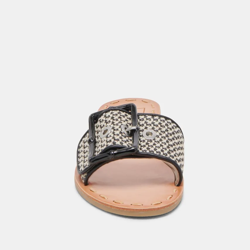 DASA WIDE SANDALS BLACK NATURAL RAFFIA^Dolce Vita Discount