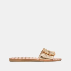 DASA WIDE SANDALS GOLD CRACKLED LEATHER^Dolce Vita New