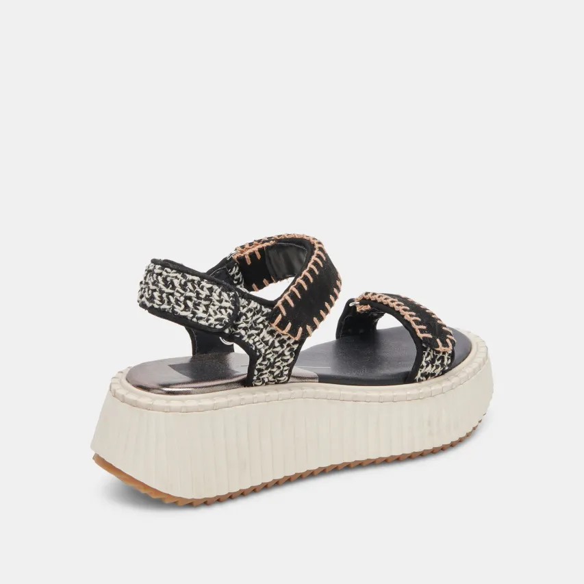 DEBRA SANDALS BLACK WHITE NUBUCK^Dolce Vita Clearance
