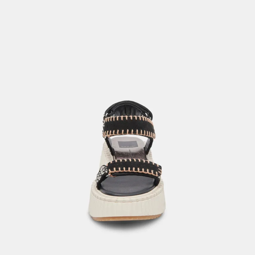 DEBRA SANDALS BLACK WHITE NUBUCK^Dolce Vita Clearance