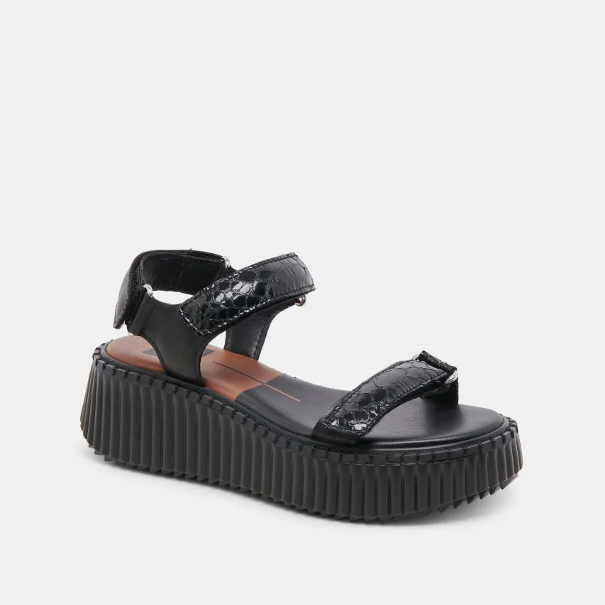DEBRA SANDALS MIDNIGHT EMBOSSED LEATHER^Dolce Vita Best