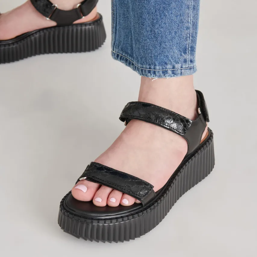 DEBRA SANDALS MIDNIGHT EMBOSSED LEATHER^Dolce Vita Best