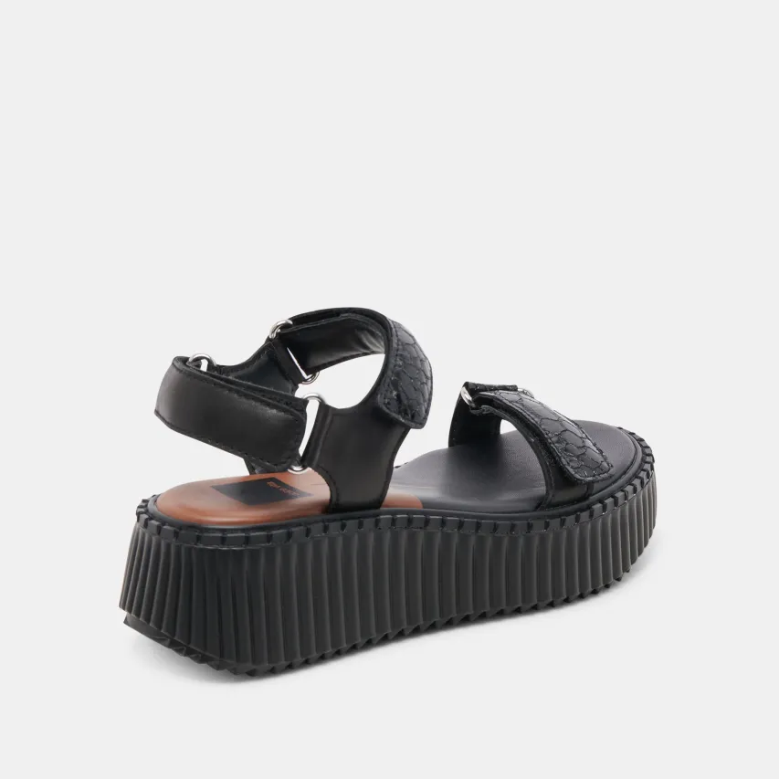 DEBRA SANDALS MIDNIGHT EMBOSSED LEATHER^Dolce Vita Best