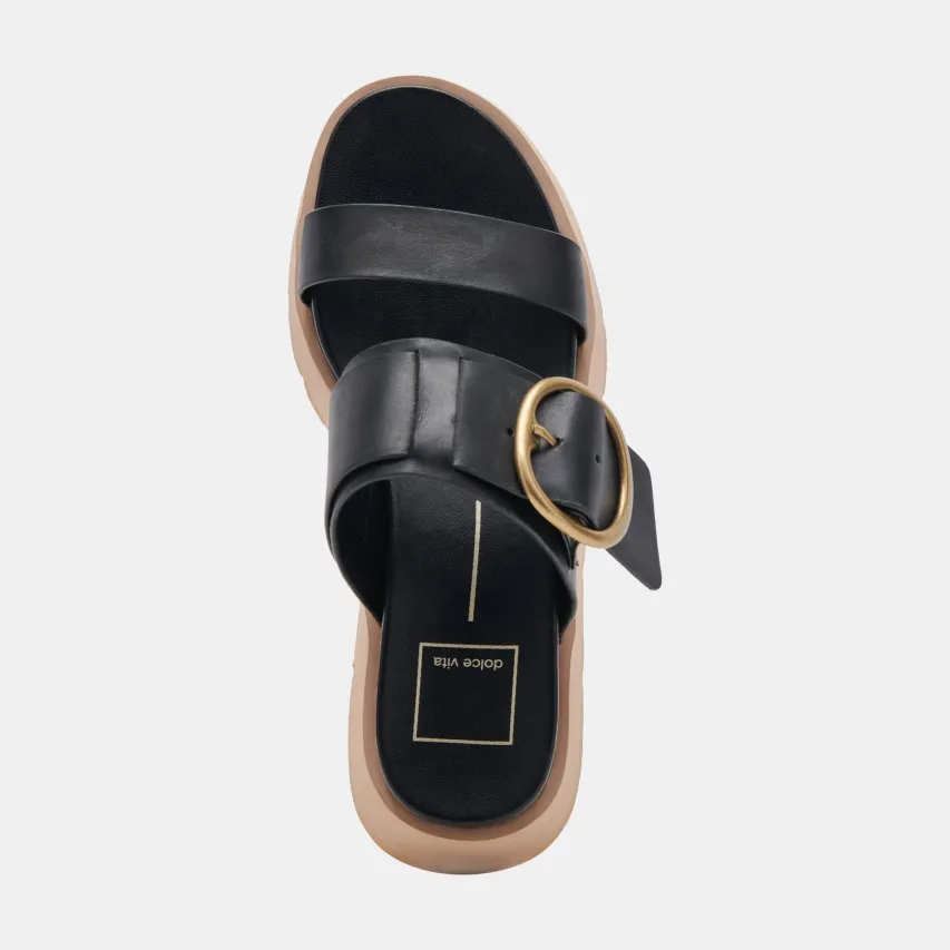 DEX SANDALS BLACK LEATHER^Dolce Vita New
