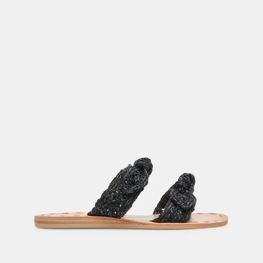 DINAH WIDE SANDALS ONYX RAFFIA^Dolce Vita Fashion