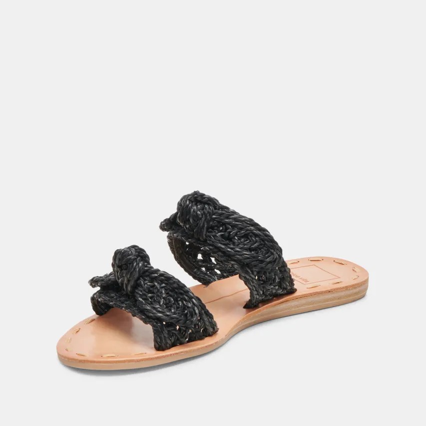 DINAH WIDE SANDALS ONYX RAFFIA^Dolce Vita Fashion
