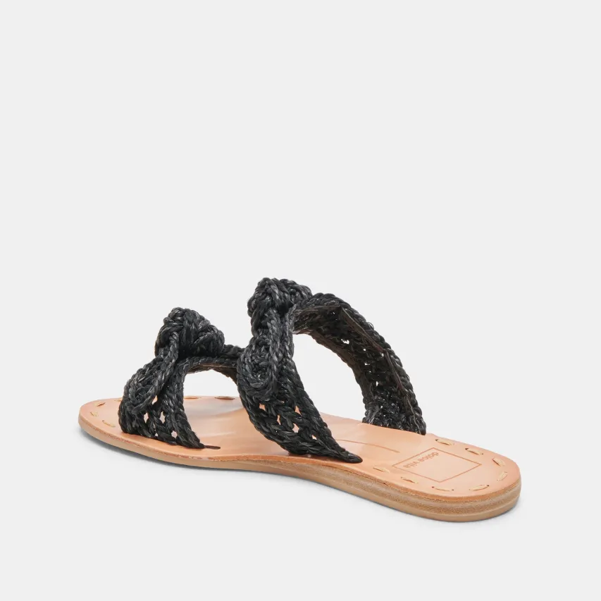 DINAH WIDE SANDALS ONYX RAFFIA^Dolce Vita Fashion