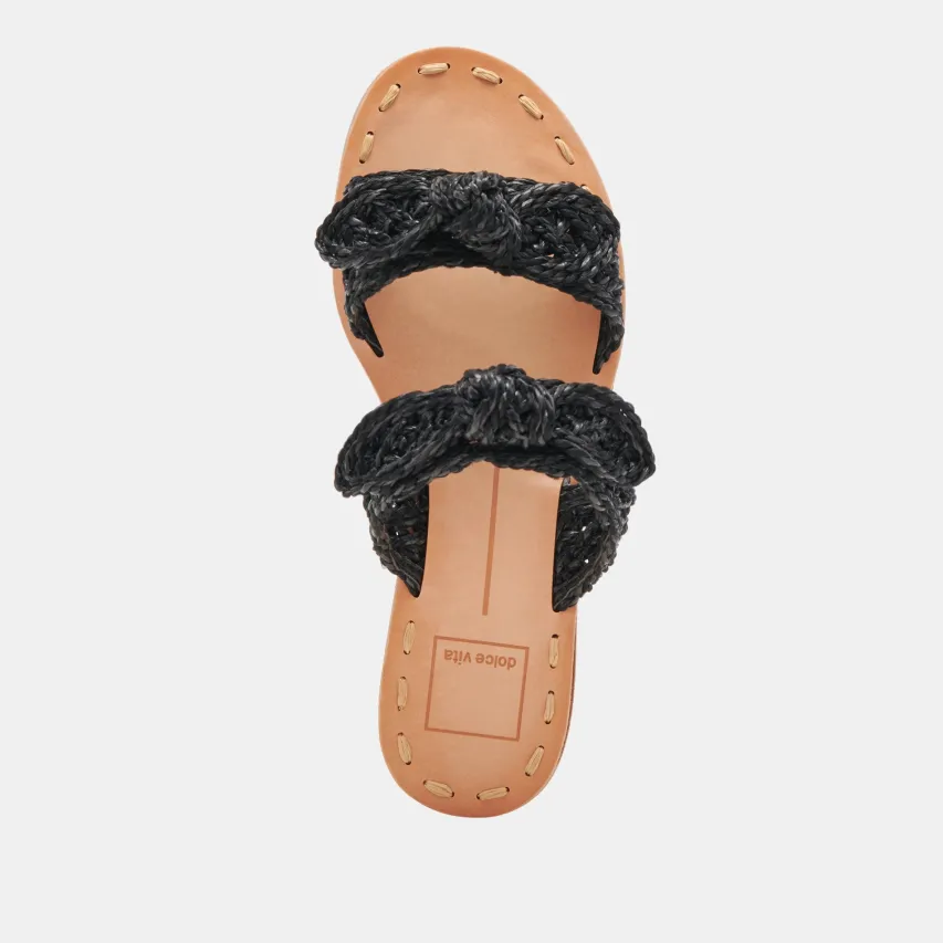 DINAH WIDE SANDALS ONYX RAFFIA^Dolce Vita Fashion