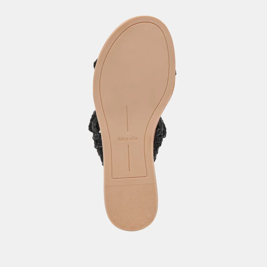 DINAH WIDE SANDALS ONYX RAFFIA^Dolce Vita Fashion