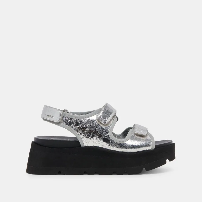 DUBAI SANDALS SILVER DISTRESSED LEATHER^Dolce Vita Outlet