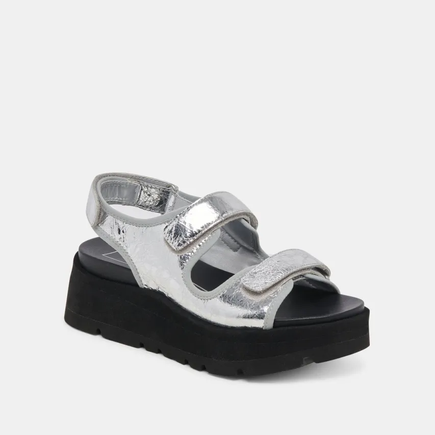 DUBAI SANDALS SILVER DISTRESSED LEATHER^Dolce Vita Outlet