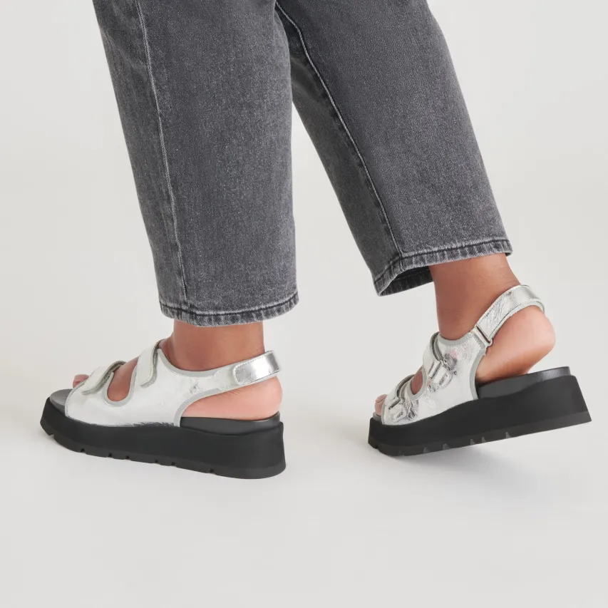 DUBAI SANDALS SILVER DISTRESSED LEATHER^Dolce Vita Outlet