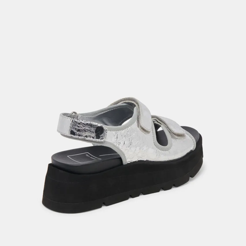 DUBAI SANDALS SILVER DISTRESSED LEATHER^Dolce Vita Outlet