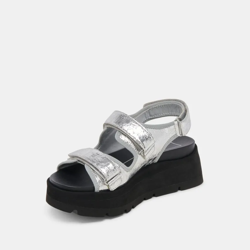 DUBAI SANDALS SILVER DISTRESSED LEATHER^Dolce Vita Outlet