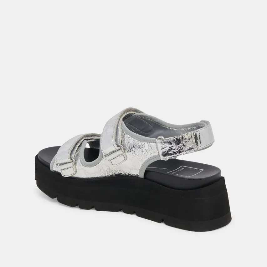 DUBAI SANDALS SILVER DISTRESSED LEATHER^Dolce Vita Outlet