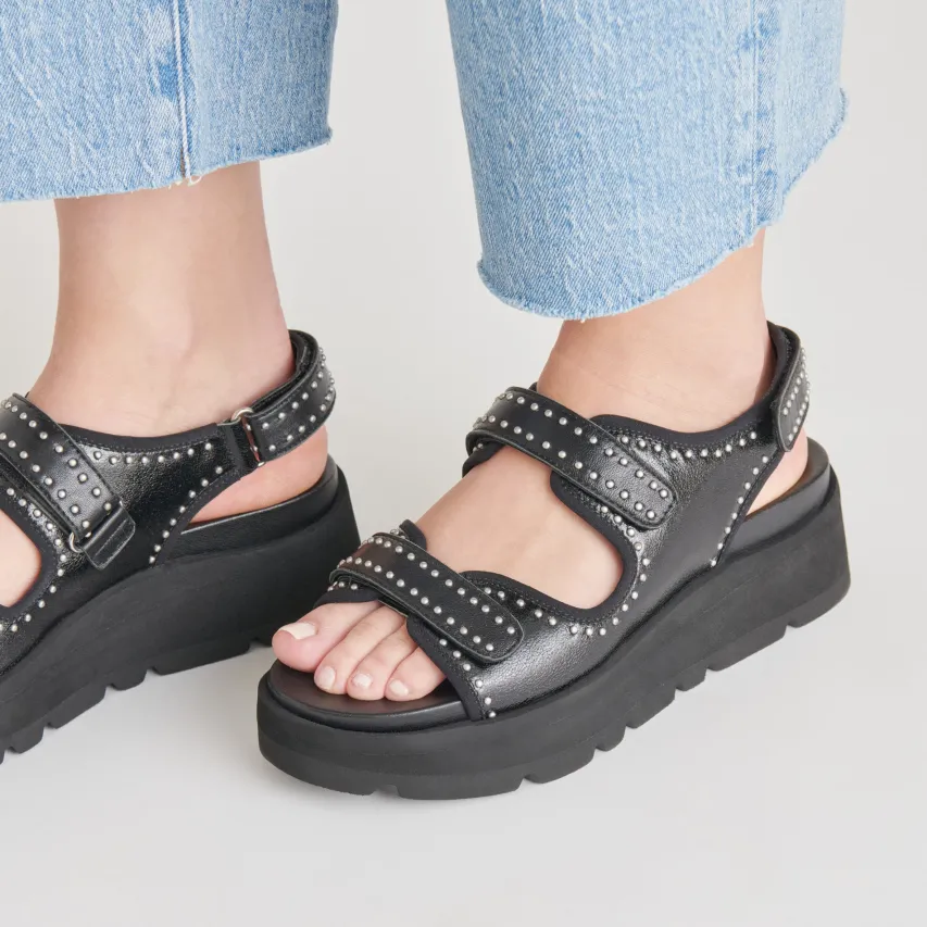 DUBAI STUD SANDALS MIDNIGHT CRINKLE PATENT^Dolce Vita Sale