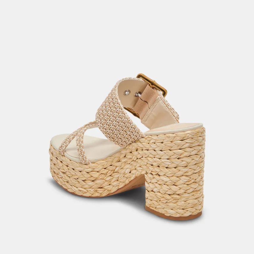 EDWINA HEELS WHITE NATURAL RAFFIA^Dolce Vita Sale