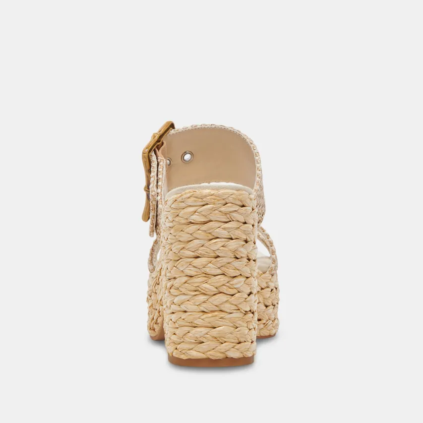 EDWINA HEELS WHITE NATURAL RAFFIA^Dolce Vita Sale