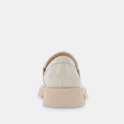 ELIAS WIDE FLATS IVORY EMBOSSED LEATHER^Dolce Vita Best
