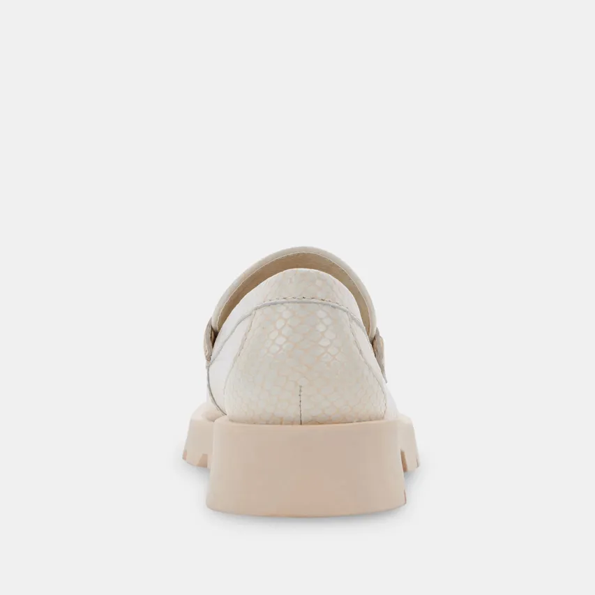 ELIAS WIDE FLATS IVORY EMBOSSED LEATHER^Dolce Vita Best