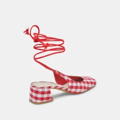 ELODIE HEELS WHITE RED GINGHAM^Dolce Vita Fashion