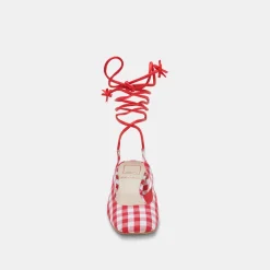 ELODIE HEELS WHITE RED GINGHAM^Dolce Vita Fashion