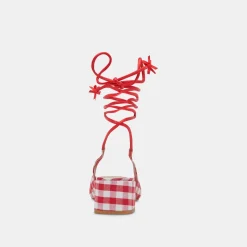 ELODIE HEELS WHITE RED GINGHAM^Dolce Vita Fashion