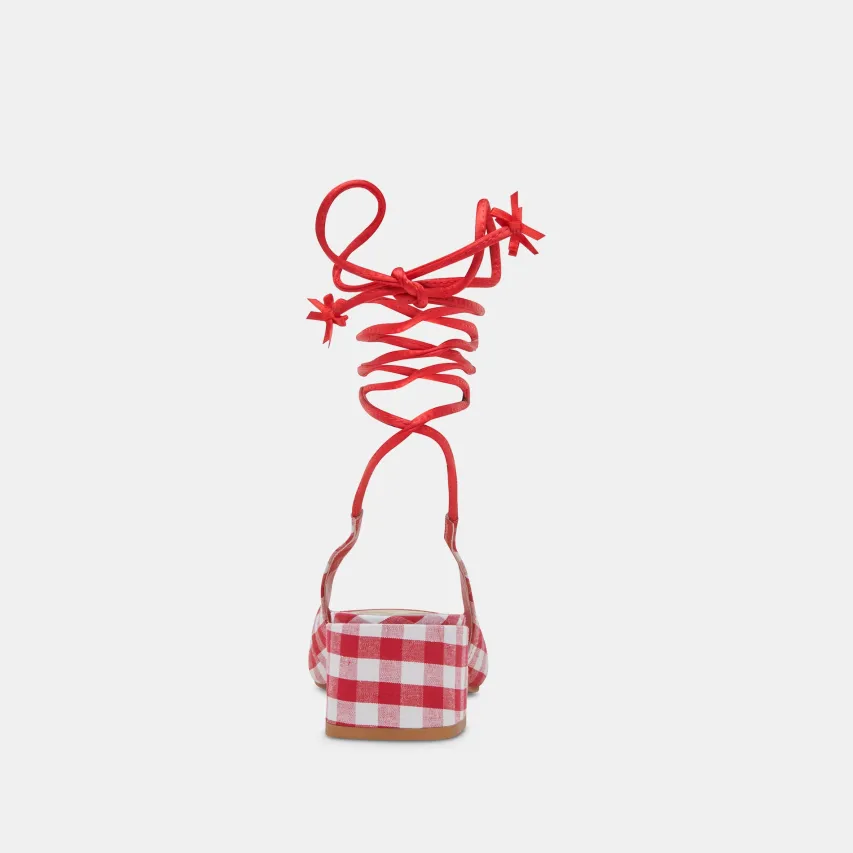 ELODIE HEELS WHITE RED GINGHAM^Dolce Vita Fashion