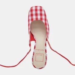 ELODIE HEELS WHITE RED GINGHAM^Dolce Vita Fashion